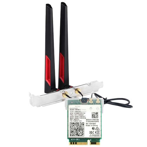 DERAPID مجموعة بطاقة WiFi 7 M.2 BE200 لجهاز الكمبيوتر المكتبي لـ Intel BE200NGW، ثلاثي النطاق 2.4G/5G/6GHz مع Bluetooth 5.4، كابل تمديد MHF4، هوائي عالي الكسب، دعم حوامل عالية/منخفضة لنظام Windows 10 11 (غير متوافق مع AMD) - Image 1
