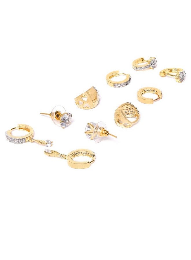 YouBella Jewellery Combo of 6 American Diamond Earrings for Girls and Women - Image 3