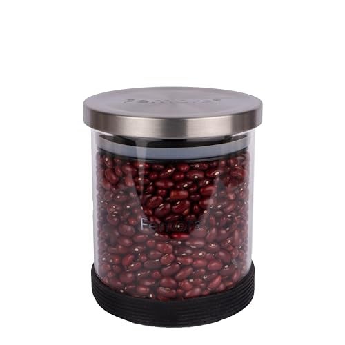 Femora Borosilicate Glass Jar With Silicon Bottom & Air Tight Steel Lid|Glass Jars For Kitchen| Kitchen Storage Jars|1 Year Warranty|Jars for Gifting, Snacks, Spice, Cookies, Dry Food|500 ML|Set Of 1 - Image 1