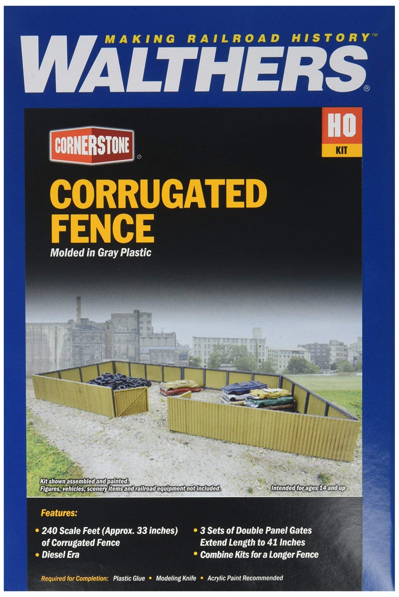 Walthers Cornerstone HO Scale Model Corrugated Fence Kit, 1-1/4" 3.1cm - Image 5