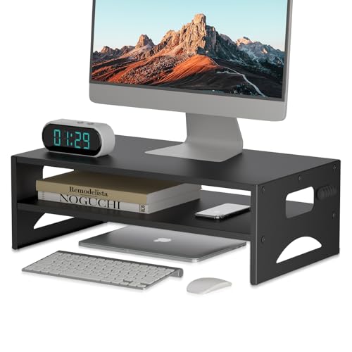 Pholiten Monitor Stand Riser Desktop Stand Computer Stand Ergonomic Design TwoLevel Design Desktop Organization Keyboard Smartphone Storage Printer Stand Display Stand 165 x 93 x 56 - Image 3