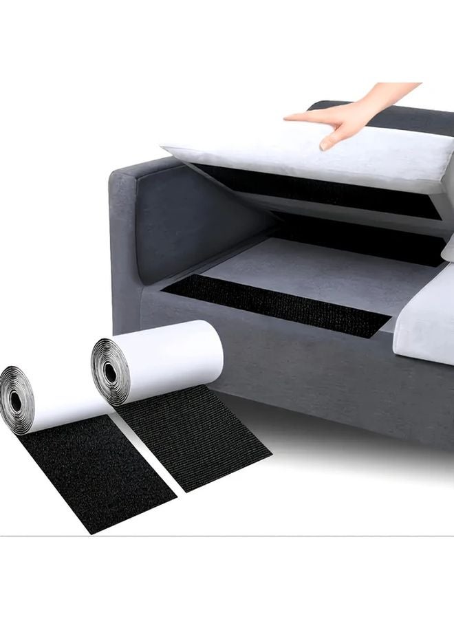 2 Rolls Black Adhesive Hook and Loop Tape Non Slip Carpet Gripper for Home Wall Outdoor - Image 2