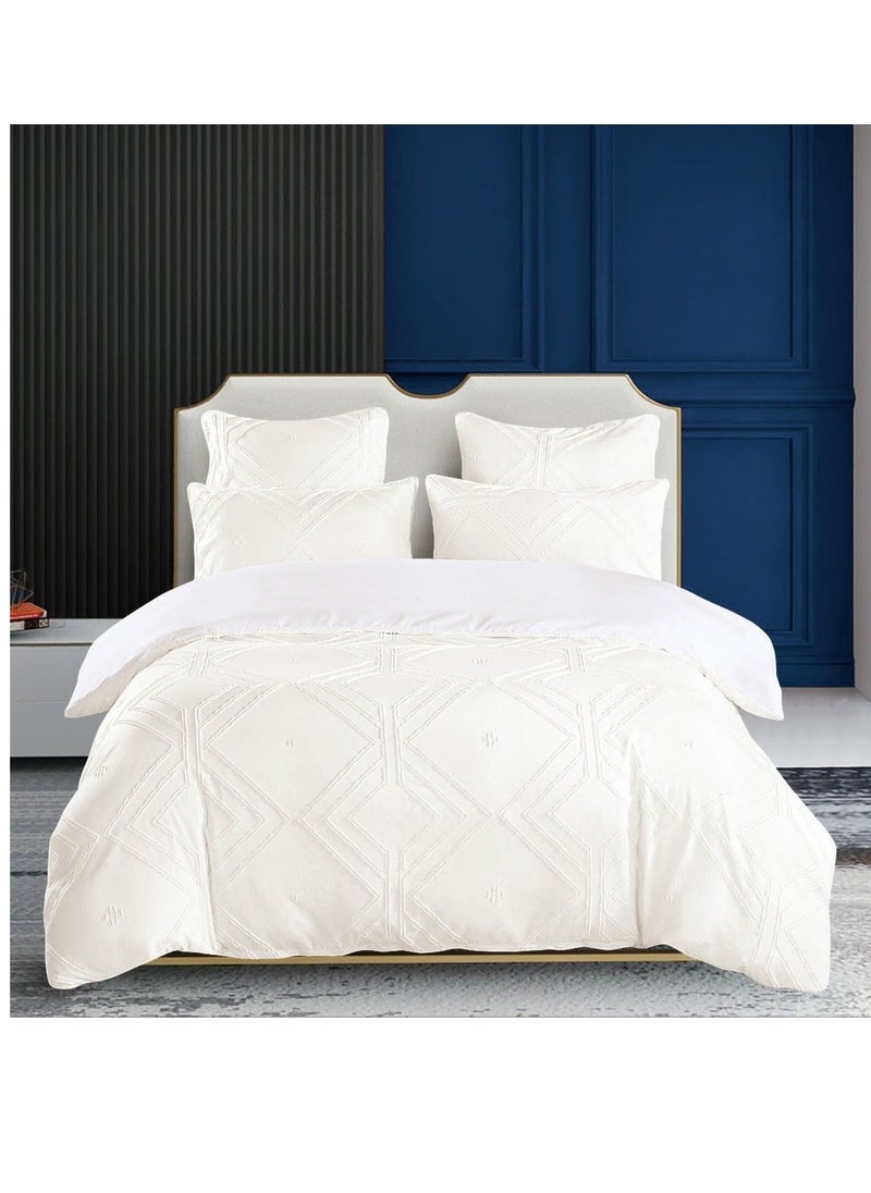 BAIG Classy Comforter Set King size Tufted Leaf Pattern  Light Weight Textured Whole Piece Fitted Bedding Set, Comforter,Tufted Pillowcase 