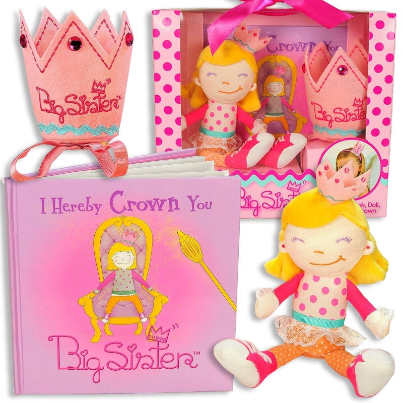 Tickle & Main Big Sister Gift Set - 3-Piece Kit, Multicolor - Includes I Hereby Crown You Storybook & 8-Inch Cloth Doll with Adjustable Felt Crown - Big Sister Gifts for Girls - Image 1
