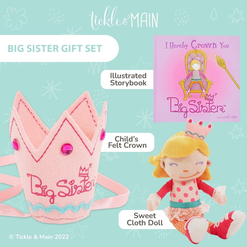 Tickle & Main Big Sister Gift Set - 3-Piece Kit, Multicolor - Includes I Hereby Crown You Storybook & 8-Inch Cloth Doll with Adjustable Felt Crown - Big Sister Gifts for Girls - Image 2