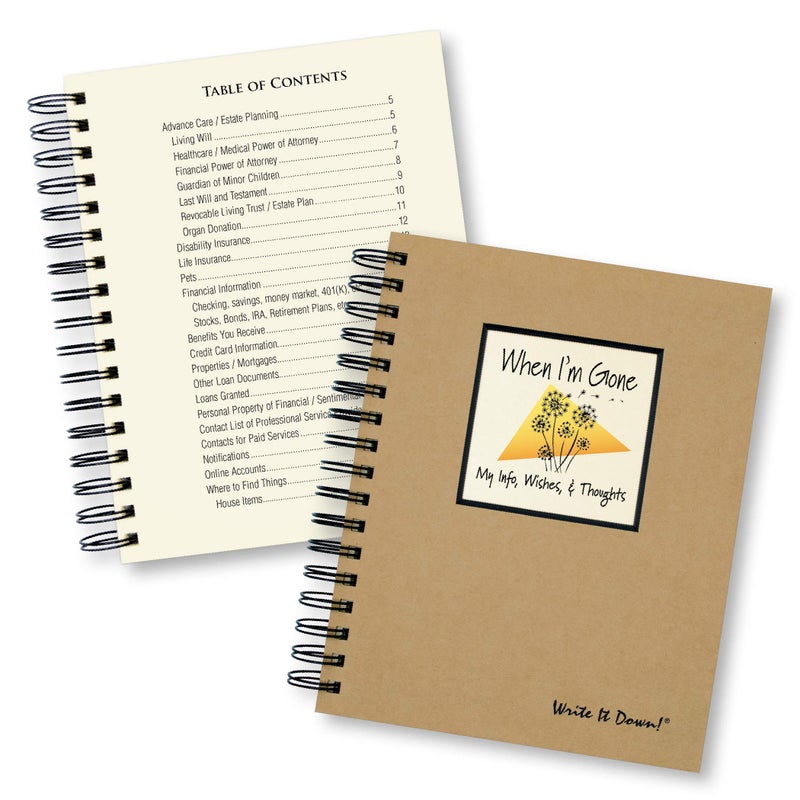 Write it Down Series by Journals Unlimited Guided Journal When Im Gone My Info Wishes Thoughts FullSize 75x 9 Kraft Hard Cover Made in USA