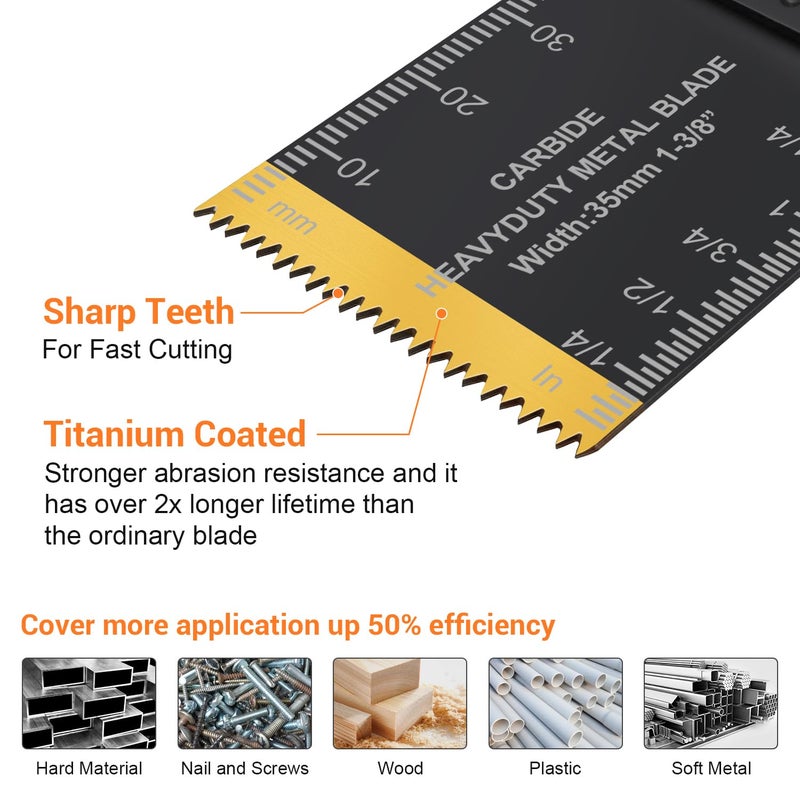 PECHAM 11PCS Titanium Oscillating Tool Blades, Universal Oscillating Multitool Blades Metal Cutting Quick Release for Hard Material Metal Nails Wood Plastic fit More Oscillating Tools - Image 3