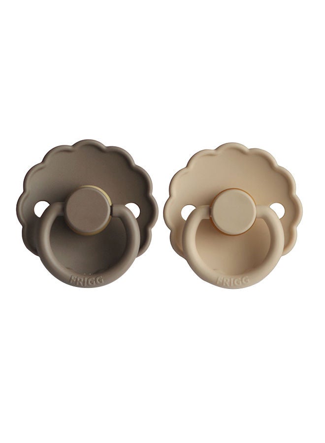 FRIGG Pack Of 2 Moon Phase Latex Baby Pacifier 0-6M, Croissant/Portobello - Size 1