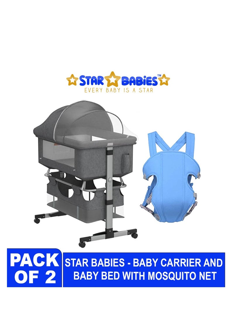 Star Babies - Pack of 2 (Baby bed 3 in 1 with Baby Carrier - Grey/Blue - Image 2