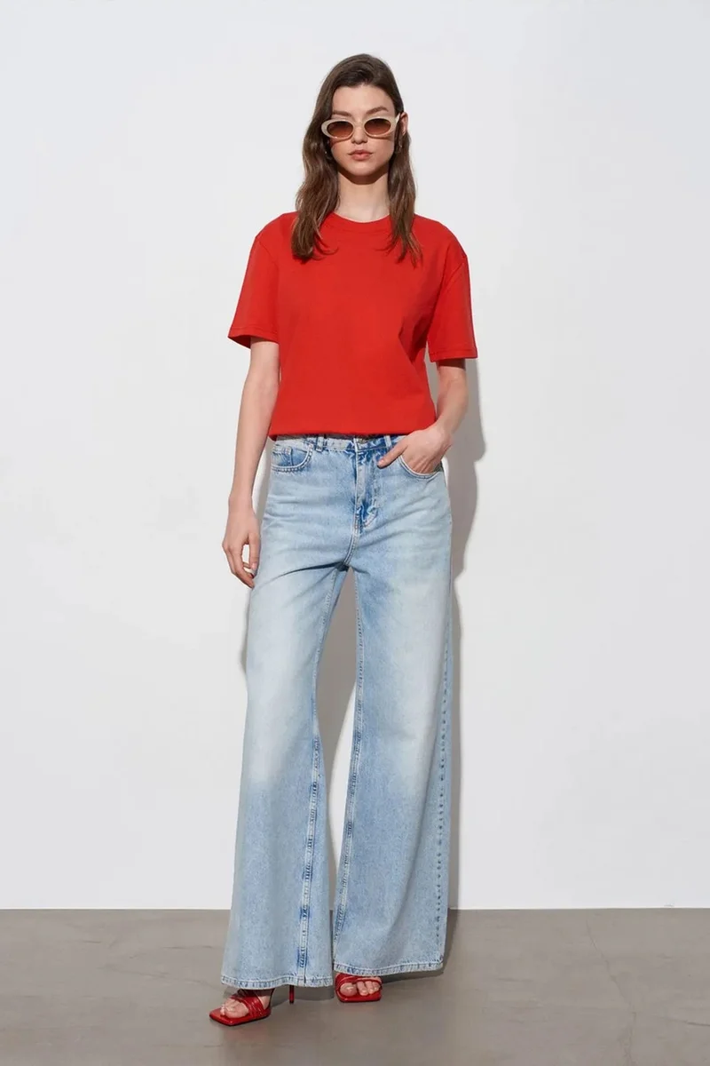 Dilvin Red DILVIN Women's Cotton Crew Neck T-Shirt for Women | Best Price UAE