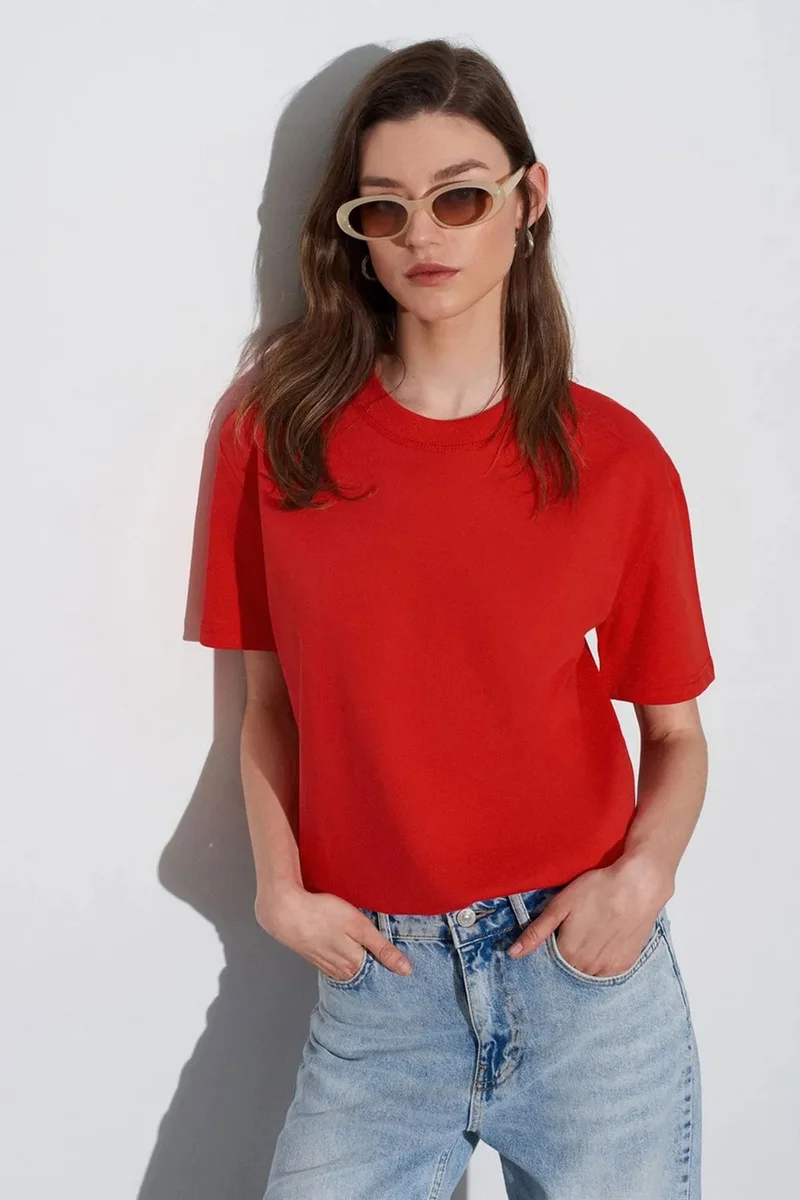 DILVIN Women's Cotton Crew Neck T-Shirt