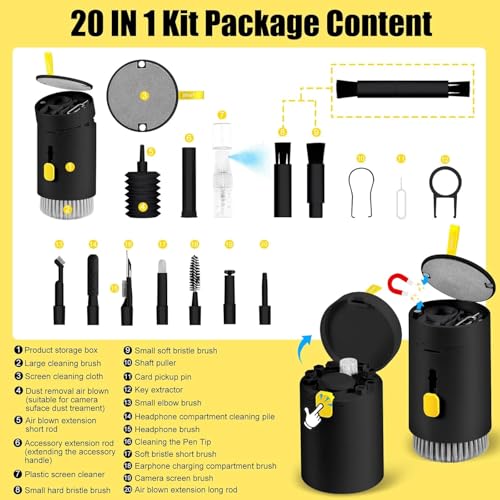 MeRaYo Multipurpose 20 in 1 Electronic Gadget Laptop Cleaner Kit Gadget Laptop Cleaning Kit Combo for Mobile Keyboard Computer Device (Black Color) - Image 2