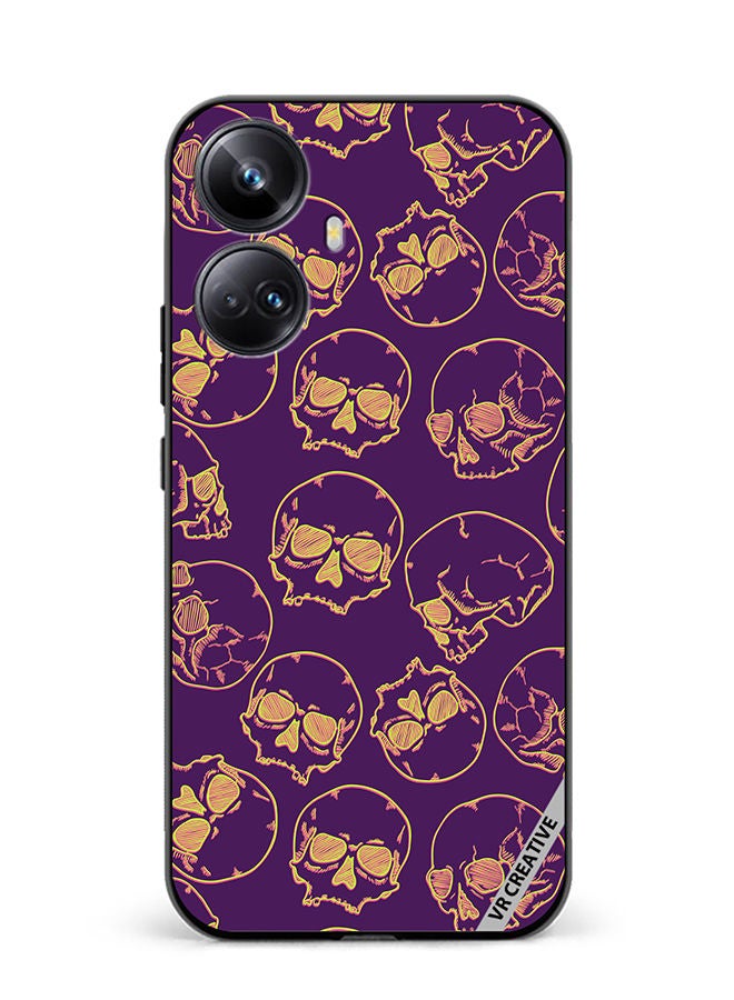 VR CREATIVE Protective Case Cover For Realme 10 Pro Plus Fluorescent Sketch Skulls Design Multicolour - Image 1