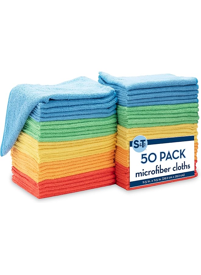 erorex Microfiber Cleaning Cloth For Home Bulk Cleaning Towels For Housekeeping Reusable And Lint Free Cloth Towels For Car Assorted Color 11.5 Inches X 11.5 Inches 50 Pack - Image 1