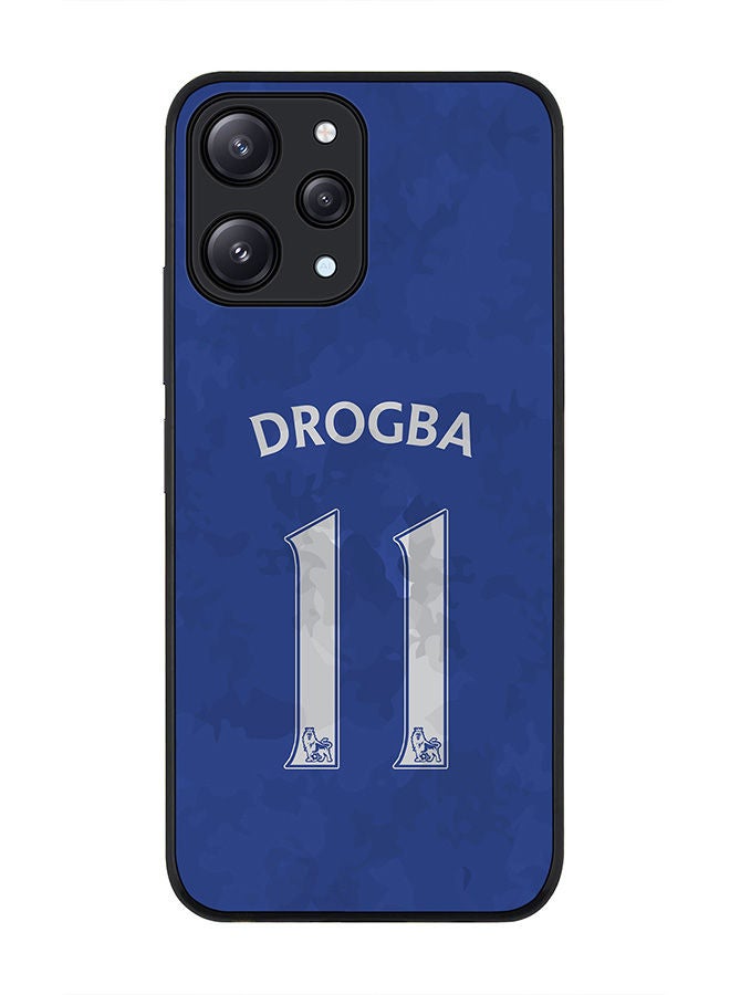 Stylizedd Rugged Black edge case for Xiaomi Redmi 12 4G, Slim fit Soft Case Flexible Rubber Edges Anti Drop TPU Gel Thin Cover -  Drogba Jersey - Image 1