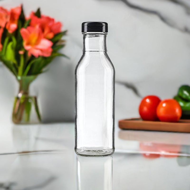 JUVITUS 12 oz Professional Clear Glass Thick Wall Sauce Bottle with Drip Resistant Flip Top Cap (2 Pack) for BBQ Sauce, Salad Dressings, more - Image 3