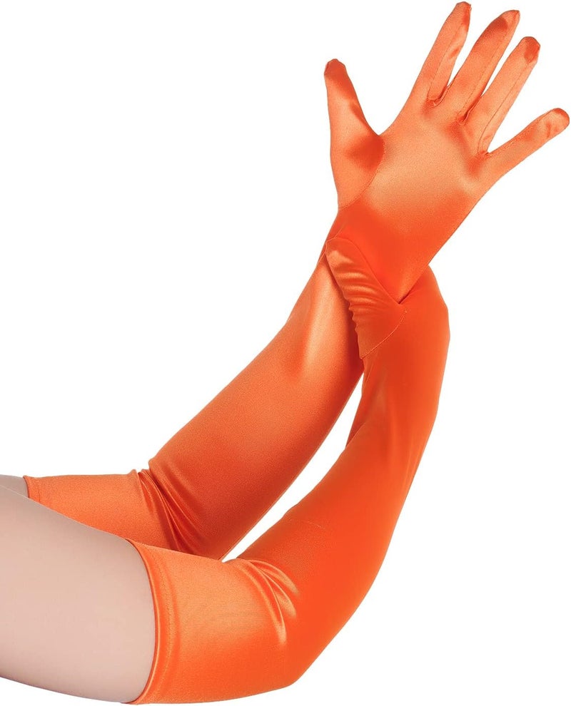 Wobe Long Opera Party 20s Satin Gloves Stretchy Adult Size Elbow Length Wedding - Image 4