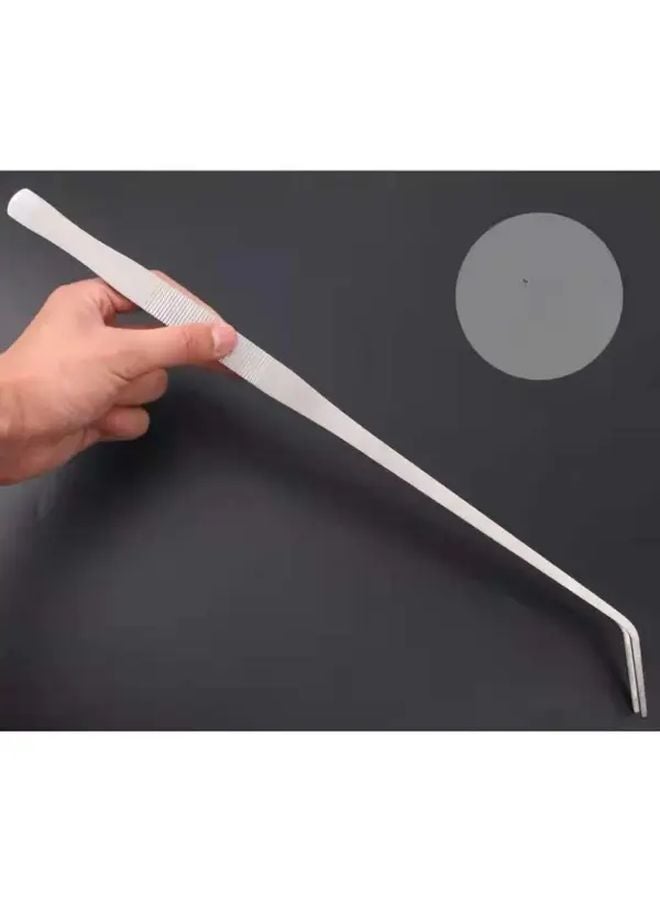 18.9 Inch Curved Stainless Steel Aquarium Tongs Multi Functional Pet Feeding Tool - Image 1