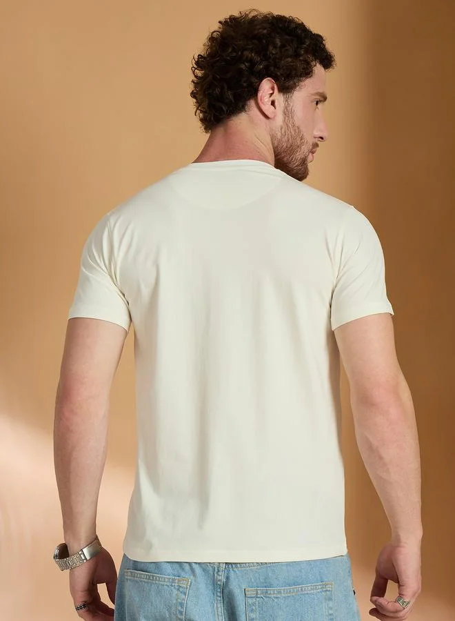 Take Two REPRISE Off White Solid Slim Fit T-Shirt
