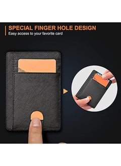 SYOSI Men Women Slim Wallet with Money Clip Blocking Bifold Credit Card Holder for Men, Slim Minimalist Front Pocket Blocking Leather Wallets,Credit Card Clip Money Bag Business Card Organizer  - Image 5