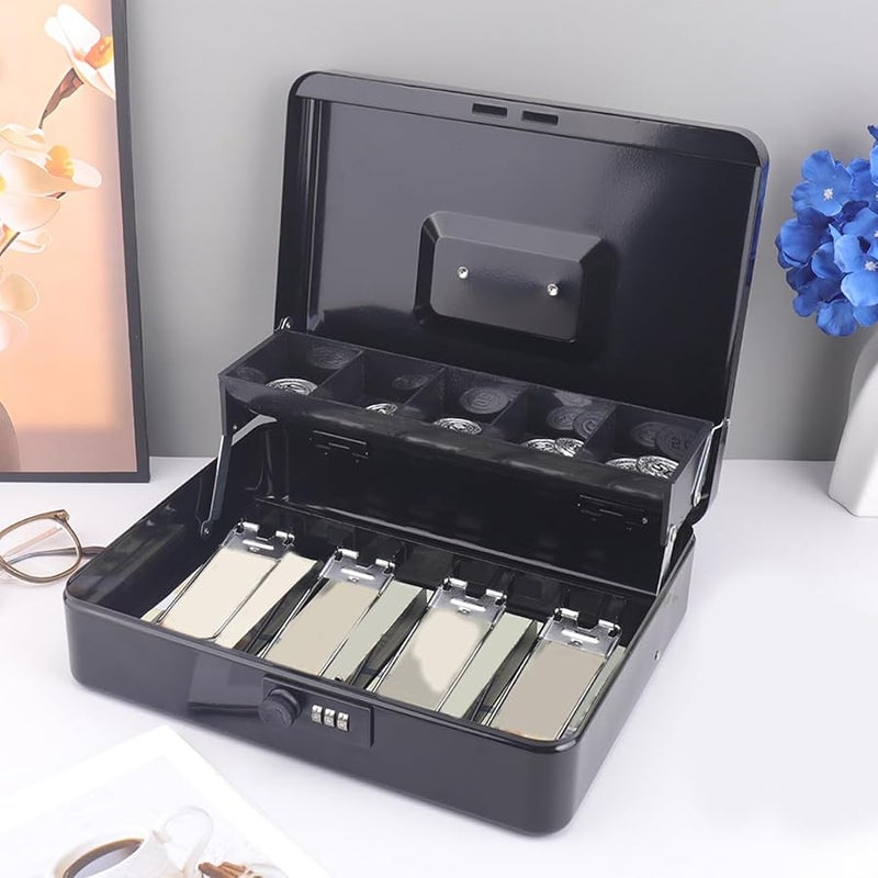 Black Digital Safe 6 Digit Code Security Box For Home Office Valuables - Image 3