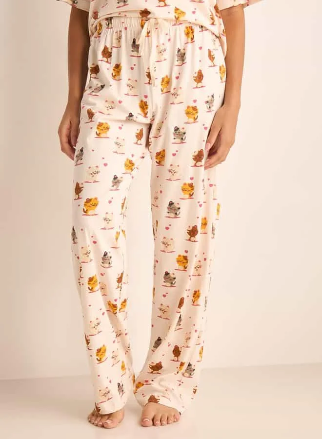 سبلاش فيڤ Printed Short Sleeves T-shirt and Pyjama Set