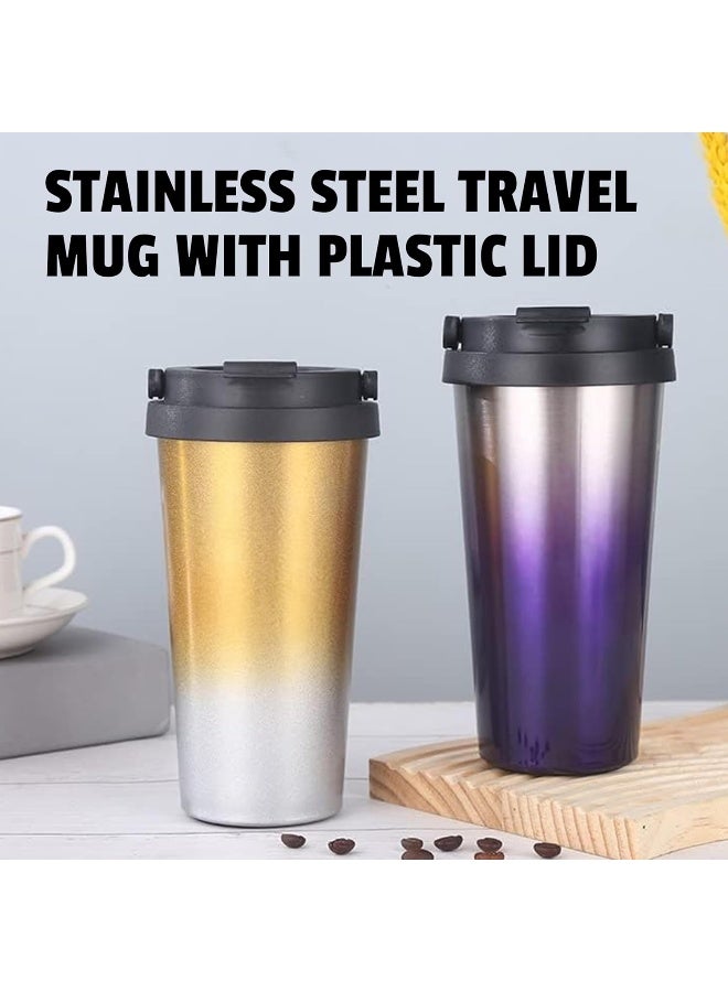 BS B&S Stainless Steel Tumbler Flask Bottle with Plastic Lid | Vacuum Insulated Beverage Bottle | Leak-Proof Insulated Double Wall | 12 Hours Hot and Cold Water Bottle | Vacuum Flask 450ML (Purple) - Image 5