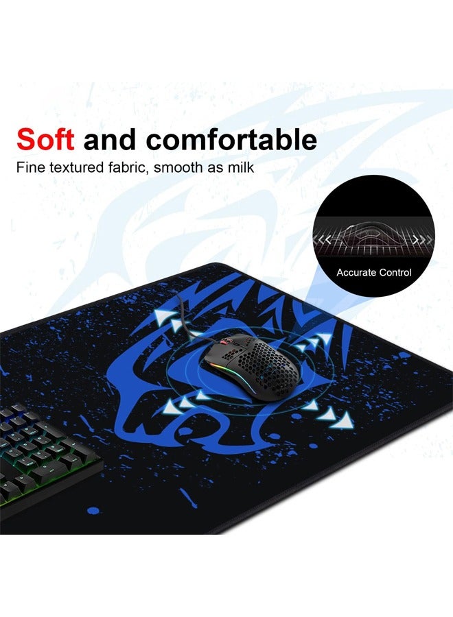 Taimi Gaming Mouse and Keyboard Pad with wolf Design 500x300x3 mm Black/Blue  - Image 4