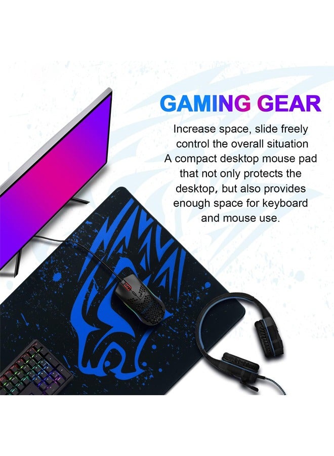 Taimi Gaming Mouse and Keyboard Pad with wolf Design 500x300x3 mm Black/Blue  - Image 5
