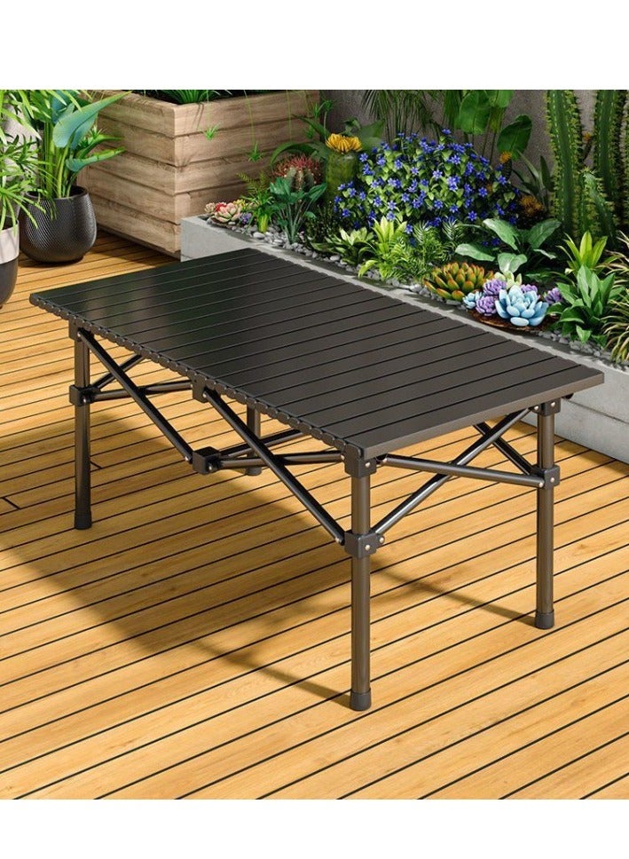 HotsUAE Portable Camping Table with Aluminium Top, for Picnics, Cooking, Beach, Hiking, Fishing，120x55x50 cm, Foldable with Carry Bag, Black - Image 1