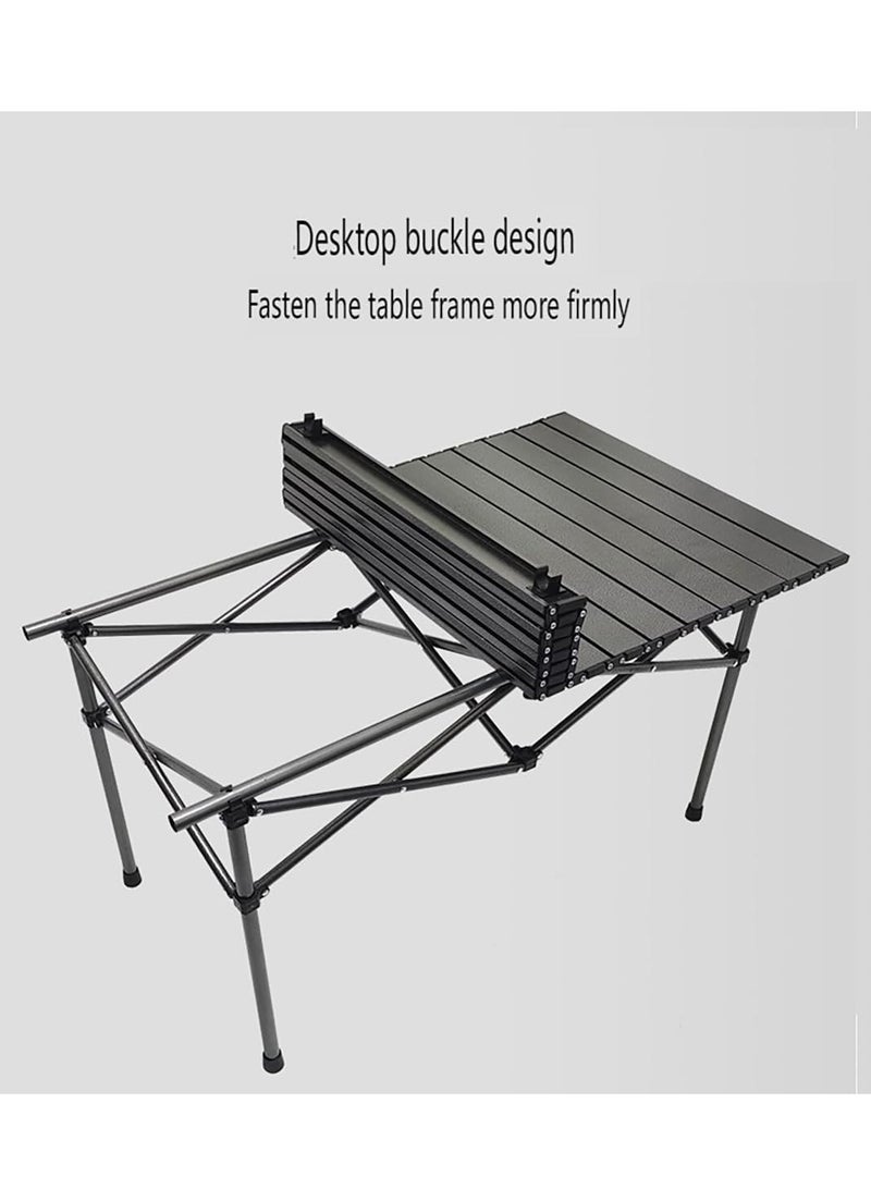 HotsUAE Portable Camping Table with Aluminium Top, for Picnics, Cooking, Beach, Hiking, Fishing，120x55x50 cm, Foldable with Carry Bag, Black - Image 3