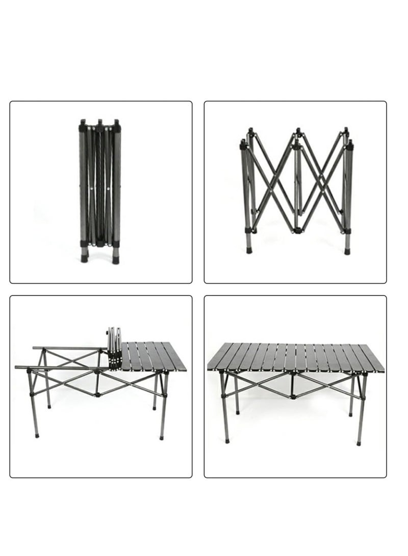 HotsUAE Portable Camping Table with Aluminium Top, for Picnics, Cooking, Beach, Hiking, Fishing，120x55x50 cm, Foldable with Carry Bag, Black - Image 4