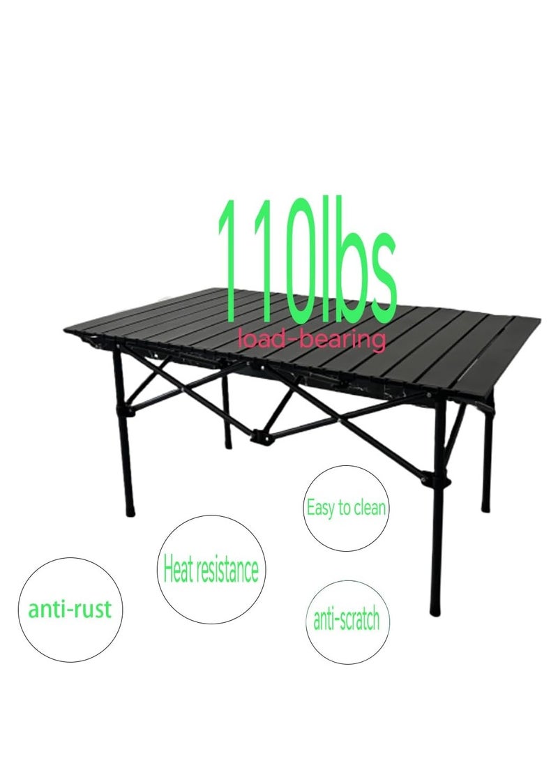HotsUAE Portable Camping Table with Aluminium Top, for Picnics, Cooking, Beach, Hiking, Fishing，120x55x50 cm, Foldable with Carry Bag, Black - Image 5