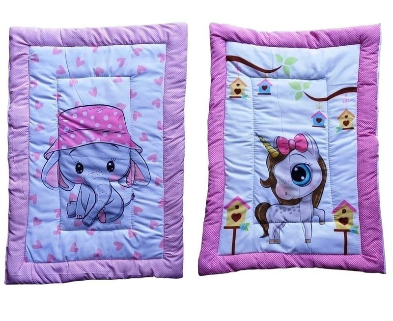 Vivatra Combo Newborn Baby Pom Pom Cotton Baby Bed Godari Cradle Bed Crib Sheet Changing Mat Baby Godadi Godari Bedding Set Mattress_Pack of 2 Piece_20 30 Inch Elephante Unicorn