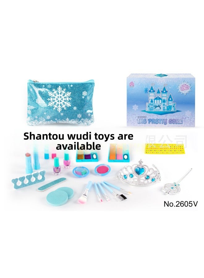 Children And Girls Special Cosmetics Toy Princess Lipstick Makeup Bag Eye Shadow Nail Polish Set Wholesale-Color:2605v Makeup Bag - Image 1