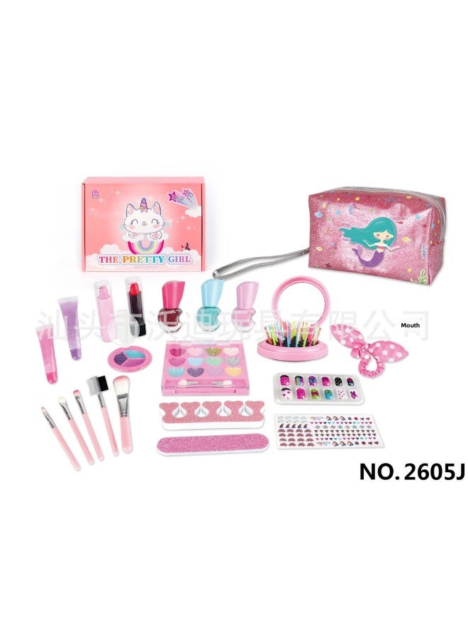 Children And Girls Special Cosmetics Toy Princess Lipstick Makeup Bag Eye Shadow Nail Polish Set Wholesale-Color:2605v Makeup Bag - Image 4