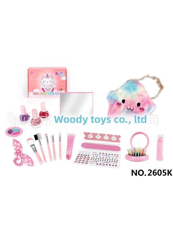 Children And Girls Special Cosmetics Toy Princess Lipstick Makeup Bag Eye Shadow Nail Polish Set Wholesale-Color:2605v Makeup Bag - Image 5