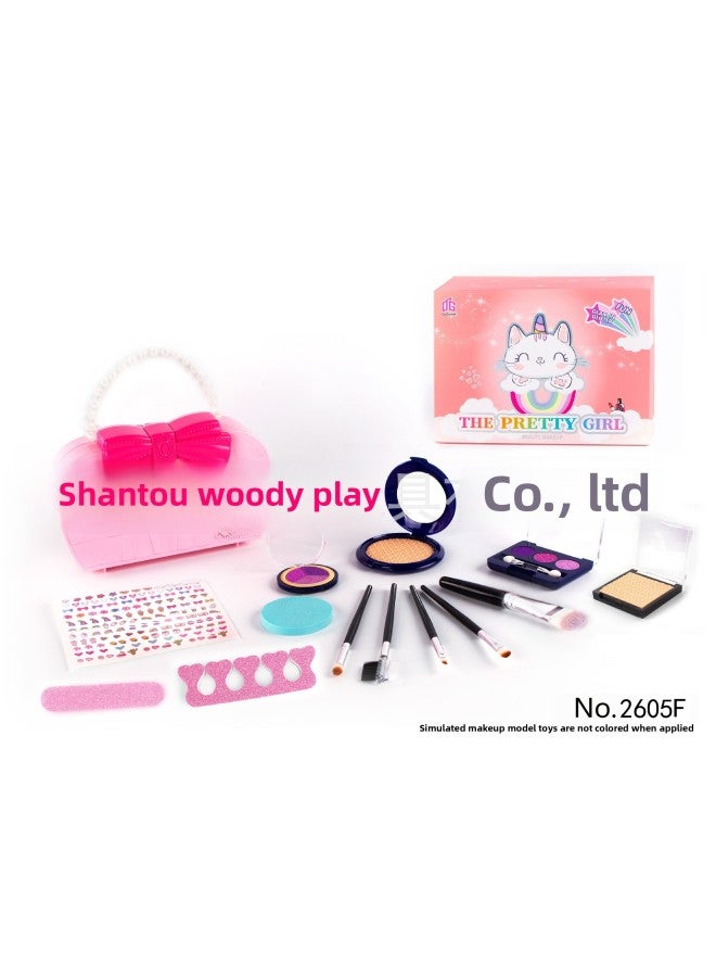 Children And Girls Special Cosmetics Toy Princess Lipstick Makeup Bag Eye Shadow Nail Polish Set Wholesale-Color:2605v Makeup Bag - Image 2