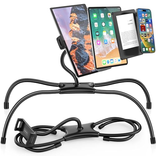 AboveTEK iPad Holder for Bed, Adjustable Tablet Bed Stand Mount, 360° Hands-Free Kindle Holder for Reading in Bed, Compatible w/ 4.7"-15.6" Tablets/iPads/Kindles/Phones/Samsung - Durable & Flexible - Image 1