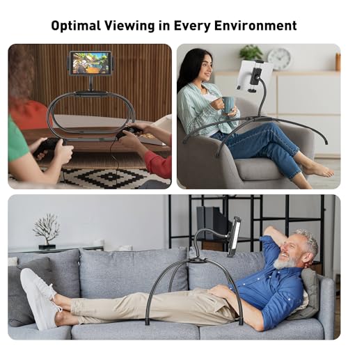 AboveTEK iPad Holder for Bed, Adjustable Tablet Bed Stand Mount, 360° Hands-Free Kindle Holder for Reading in Bed, Compatible w/ 4.7"-15.6" Tablets/iPads/Kindles/Phones/Samsung - Durable & Flexible - Image 3