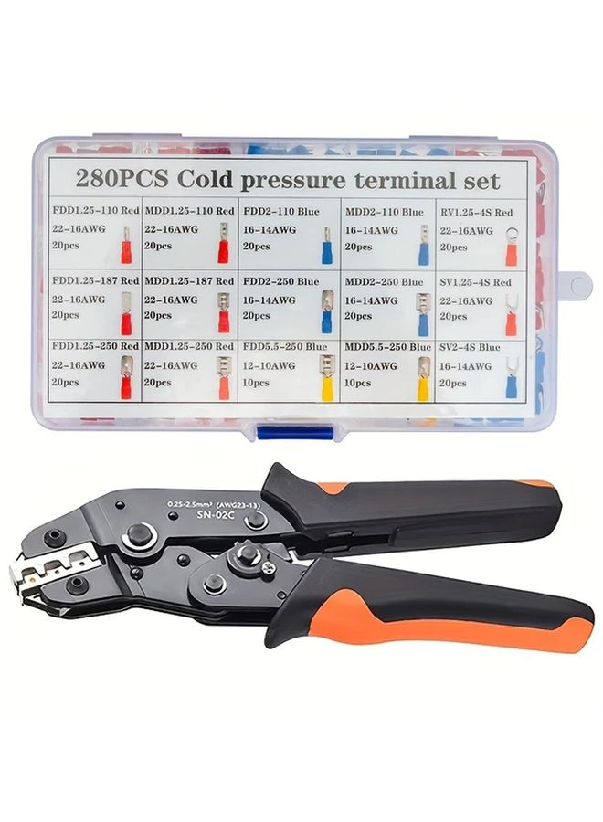 280 Pcs SN-02C Wire Crimping Tool Kit With Insulated Cable Lugs - Image 5