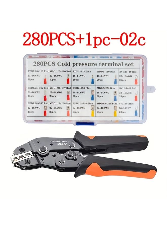 280 Pcs SN-02C Wire Crimping Tool Kit With Insulated Cable Lugs - Image 1