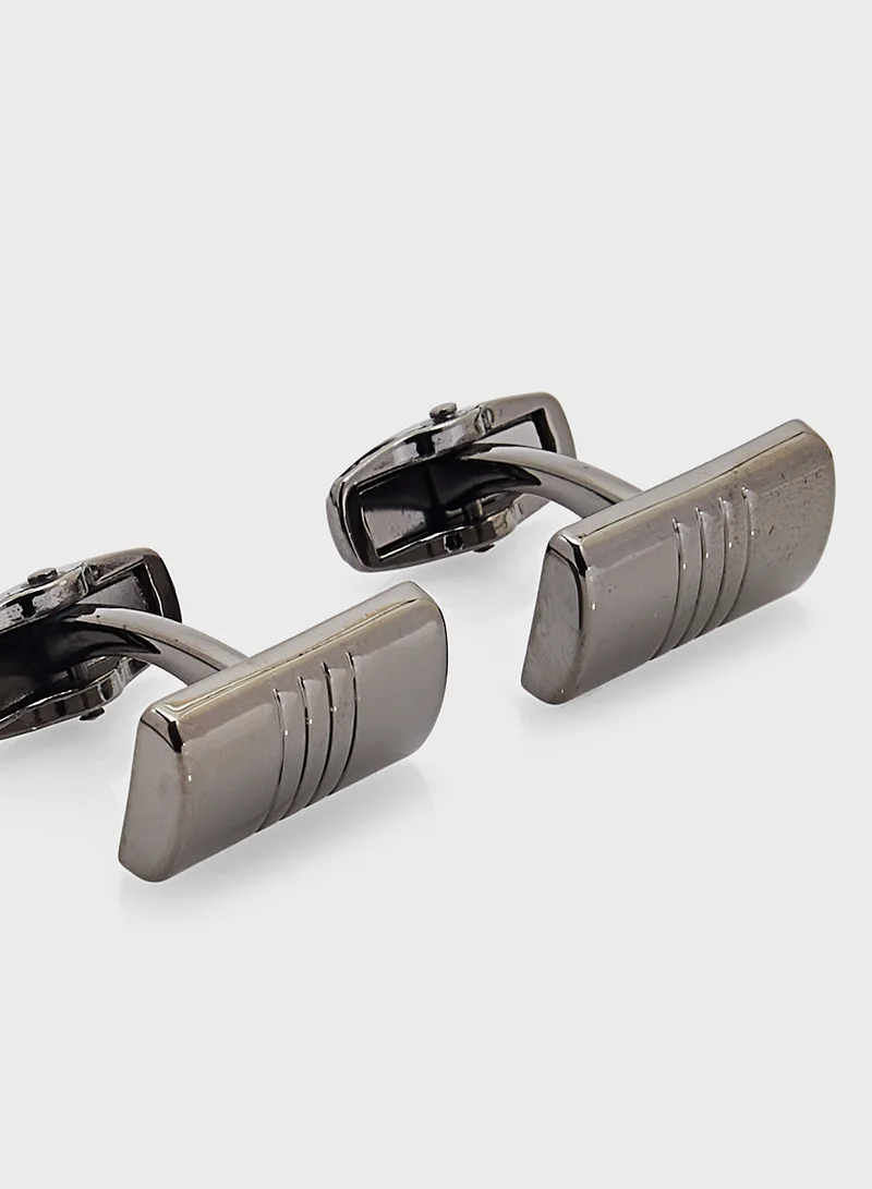 Robert Wood Matt Stripes Cufflinks And Tie Pin Gift Set