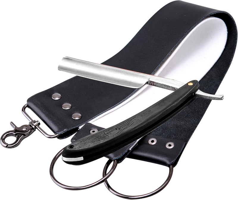 Grandslam Straight Razor Shave Ready Handmade Sharpened, 420 Steel Straight Razor Blade, 2 Layers Long Leather Canvas Strop, Sharpening Stone,2 Side Grit 3000 Waterstone Knife Sharpener - Image 2