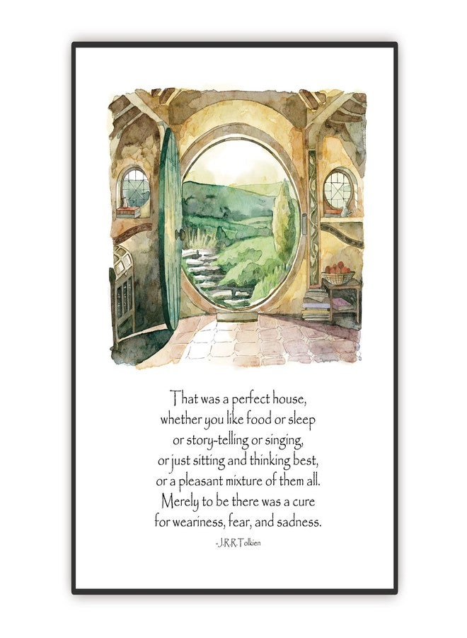 SWITHOM Inspirational Quote Print, That Was a Perfect House, Hobbit Hole House Watercolor Poster Wall Art Home Decor, Green Poster Wall Decor for Living Room Bedroom, Unframed (11X14 inch) - Image 1