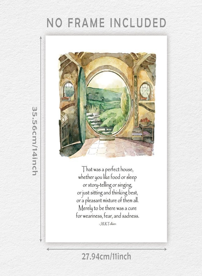 SWITHOM Inspirational Quote Print, That Was a Perfect House, Hobbit Hole House Watercolor Poster Wall Art Home Decor, Green Poster Wall Decor for Living Room Bedroom, Unframed (11X14 inch) - Image 2