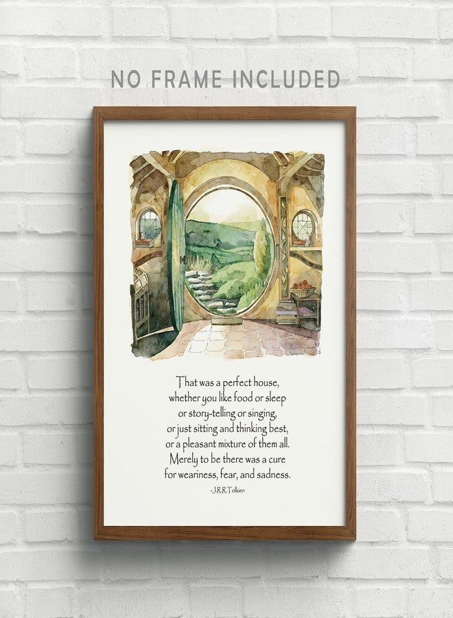 SWITHOM Inspirational Quote Print, That Was a Perfect House, Hobbit Hole House Watercolor Poster Wall Art Home Decor, Green Poster Wall Decor for Living Room Bedroom, Unframed (11X14 inch) - Image 3