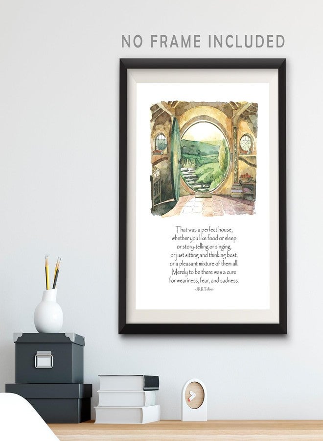 SWITHOM Inspirational Quote Print, That Was a Perfect House, Hobbit Hole House Watercolor Poster Wall Art Home Decor, Green Poster Wall Decor for Living Room Bedroom, Unframed (11X14 inch) - Image 4