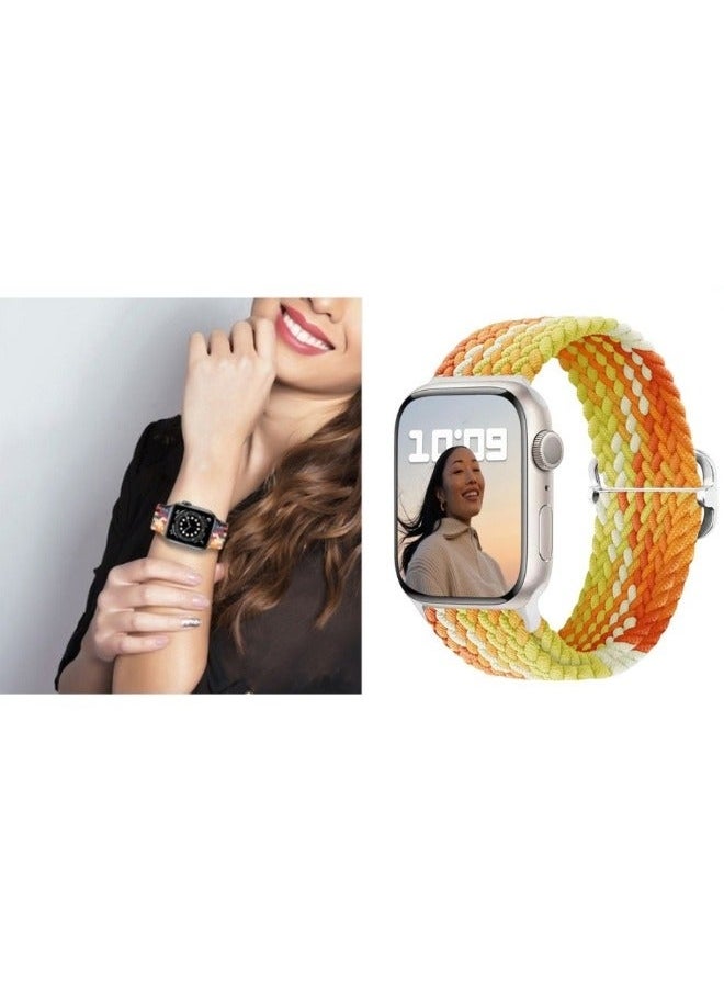 Aikanbo Smartwatch Bands Stylish Adjustable Woven Nylon Strap Nylon Single Loop Band Compatible with Apple Watch 38/40/41mm SE/Series 8/7/6/5/4/3/2/1 Colourful  Orange  - Image 2
