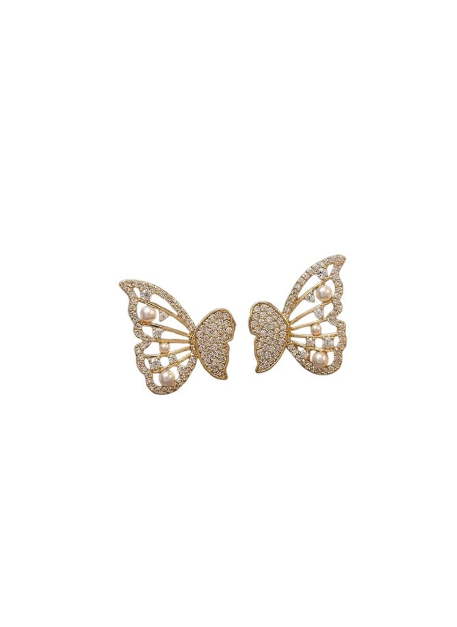 mjuhurat Butterfly Earrings for Women,Half Butterfly Wing Stud Earrings Fashion Design Butterfly Jewelry Gift for Women  - Image 1